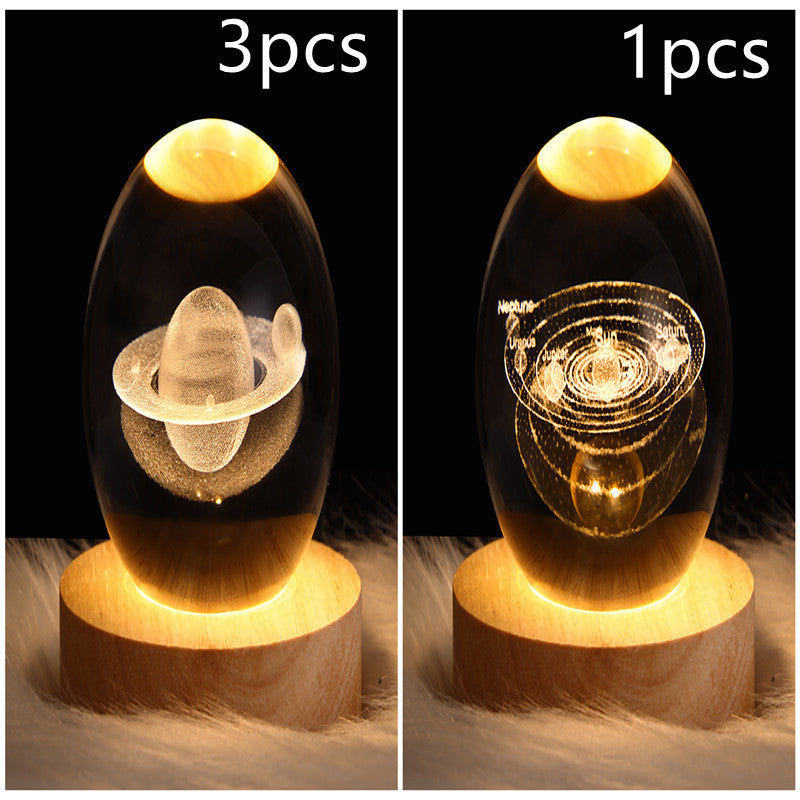 3D LED Crystal Galaxy Ball Lamp – Planet Moon Night Light with Wooden Base