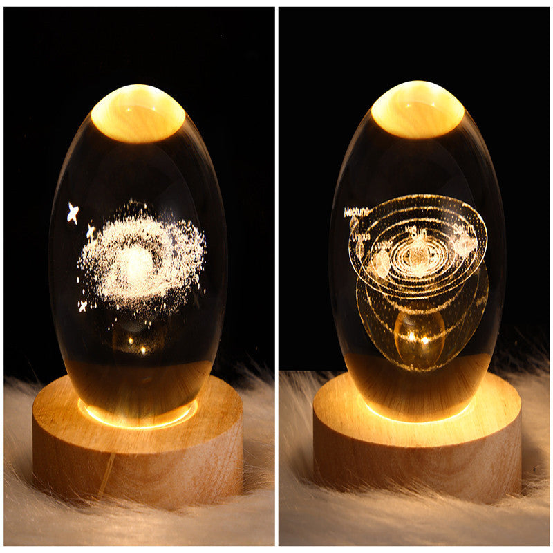3D LED Crystal Galaxy Ball Lamp – Planet Moon Night Light with Wooden Base