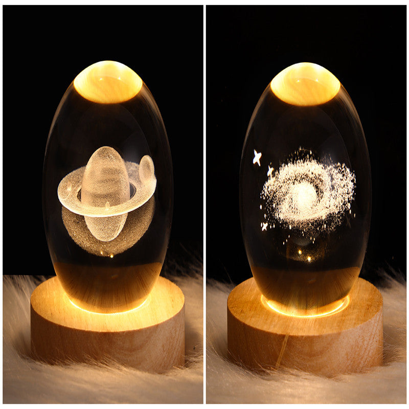3D LED Crystal Galaxy Ball Lamp – Planet Moon Night Light with Wooden Base