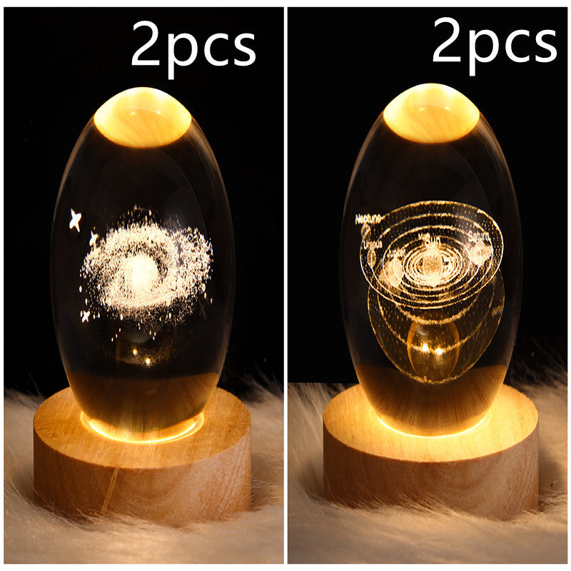 3D LED Crystal Galaxy Ball Lamp – Planet Moon Night Light with Wooden Base
