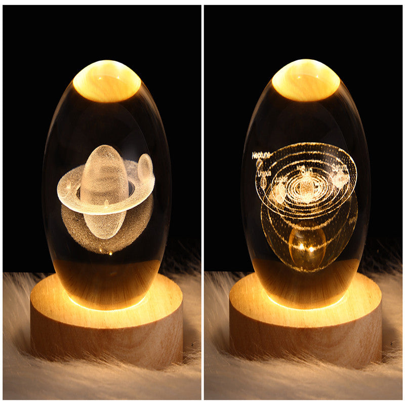 3D LED Crystal Galaxy Ball Lamp – Planet Moon Night Light with Wooden Base