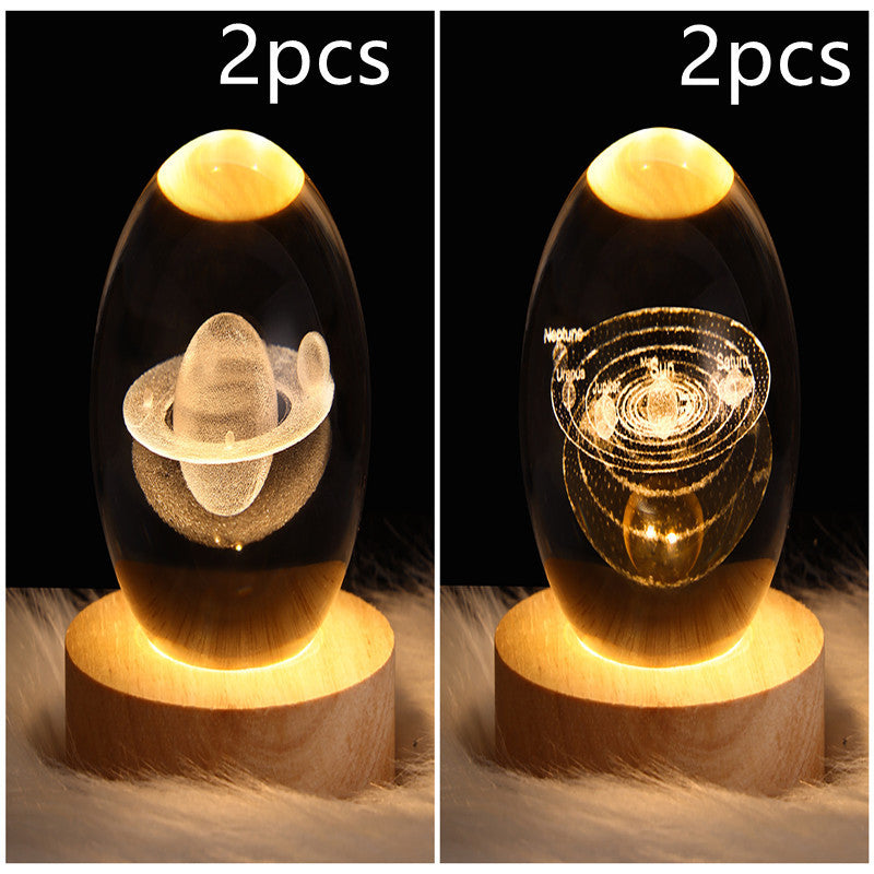 3D LED Crystal Galaxy Ball Lamp – Planet Moon Night Light with Wooden Base